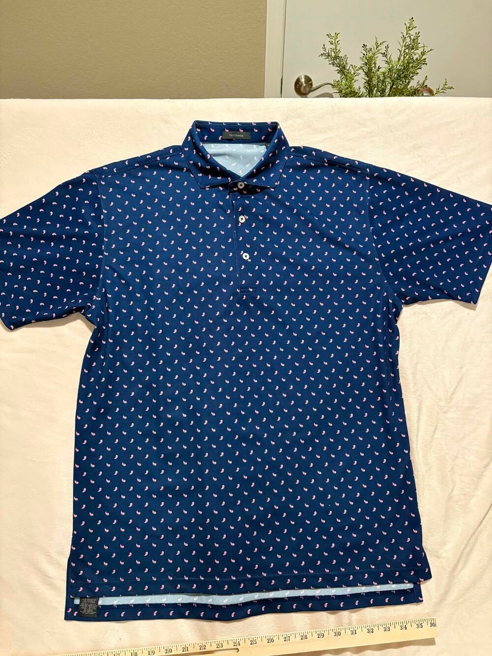 Turtleson Navy Polo Pink Paisley Print